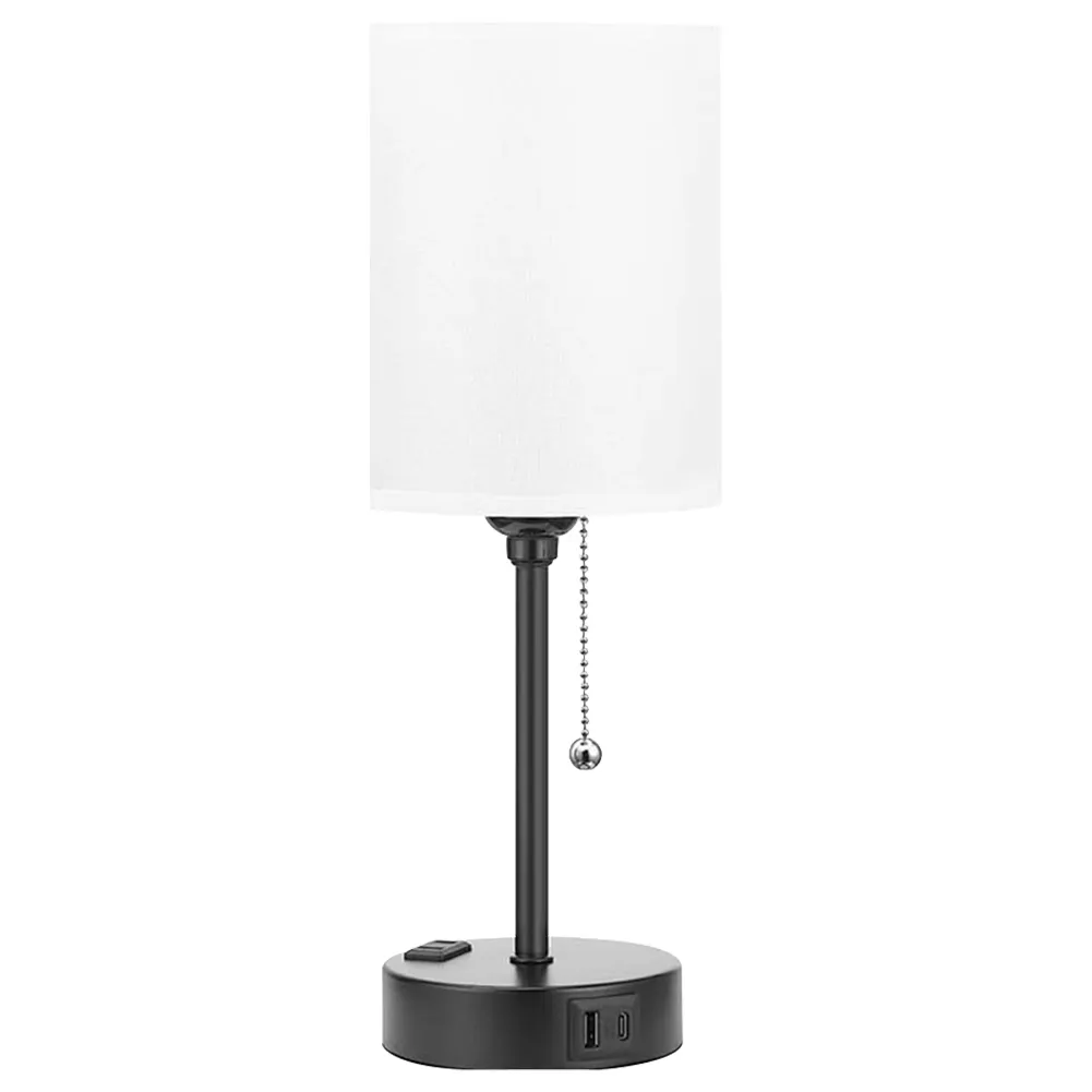 Simple And Stylish Table Lamp With Dimmable 3 Color Temperature USB C And A Ports Metal Base