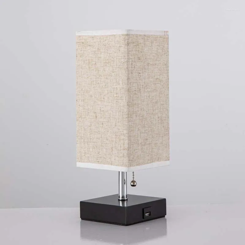 Table Lamps Cloth Desk Lamp Simple Wood Base Bedsi...