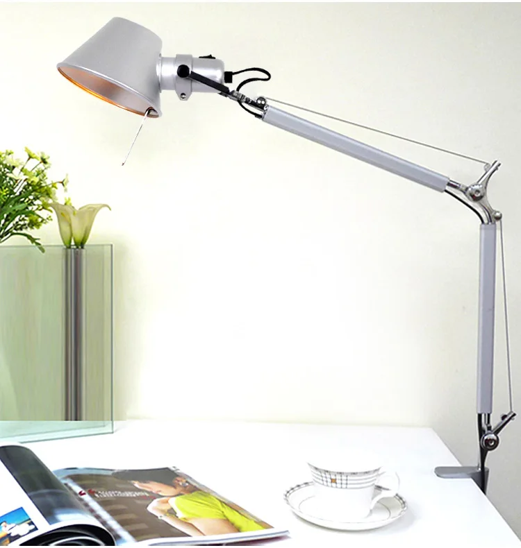 Modern Swing Long Arm Desk Lamp With Clip Study Clip LED Desk Lamp Office Reading