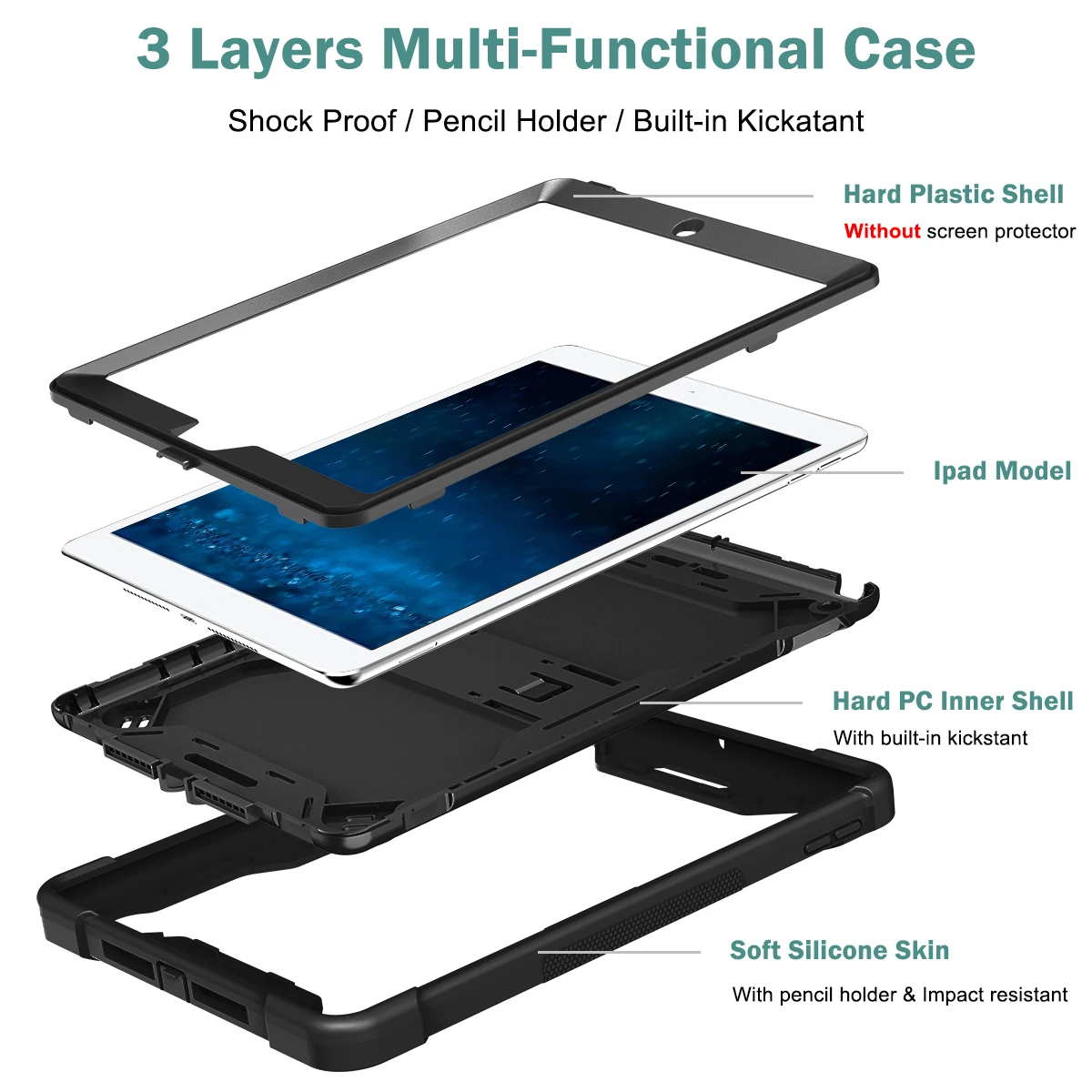 For Ipad 9.7 Inch Protective Case Stand Protective Cover Silicone Protective Case Anti-Fall