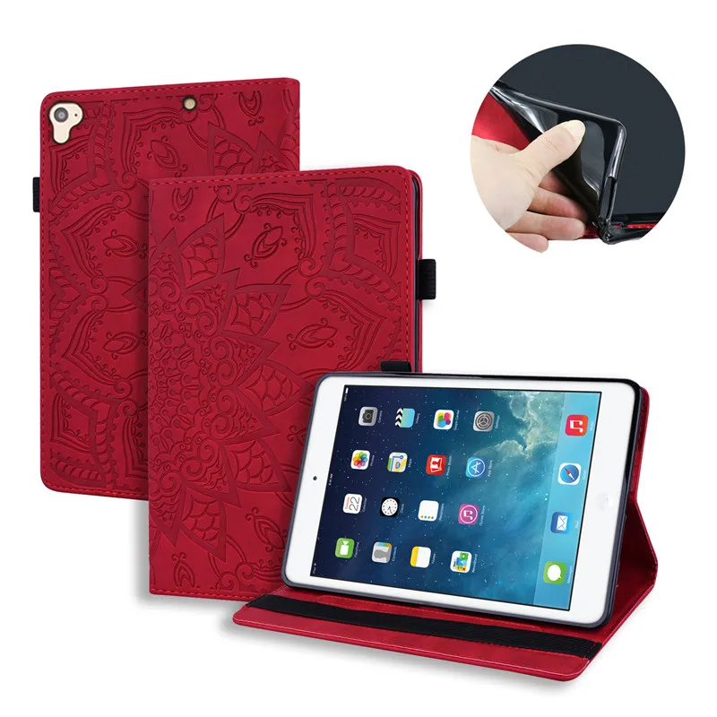 Suitable For Ipad 9.7inch Protective Case Embossed Leather Wallet Case Tablet With Magnetic Suction Function, Including Shock Absorption Technology