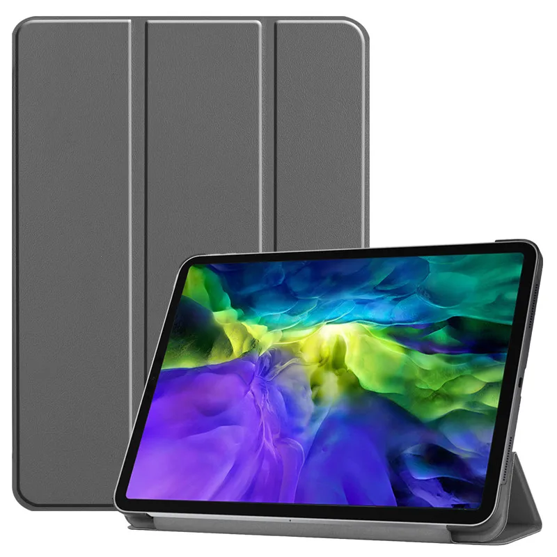 For Ipad 11inch Protective Case Foldable Magnetic Charging Ultra-Thin Pu Leather Folding Stand Pc Hard Back Case