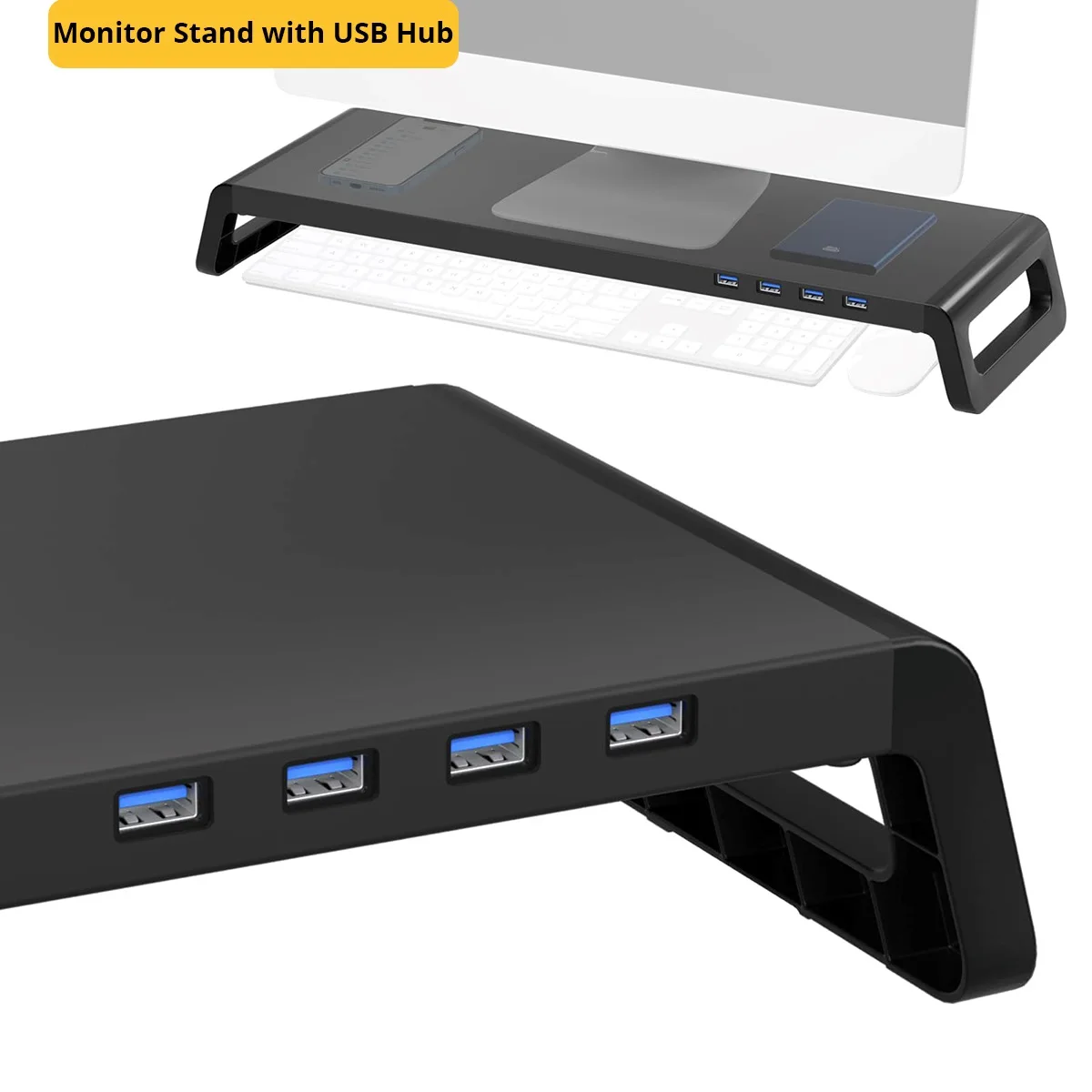 Computer Monitor Stand With 4 USB Ports Durable Me...