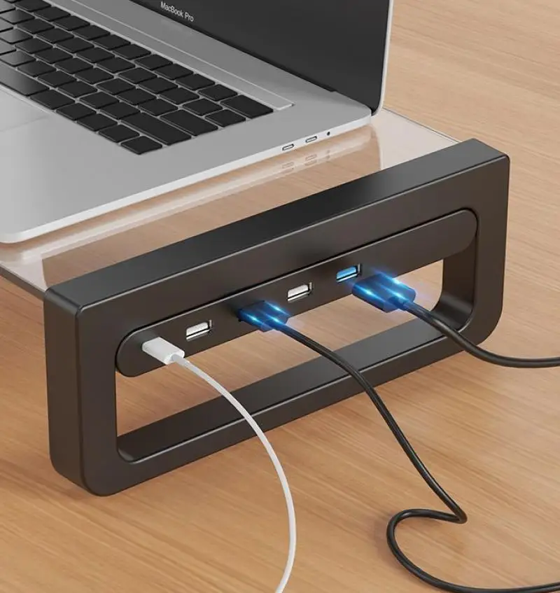 Computer Monitor Heightening Stand Multifunctional USB Charging Metal Stand Office Desktop Storage Base