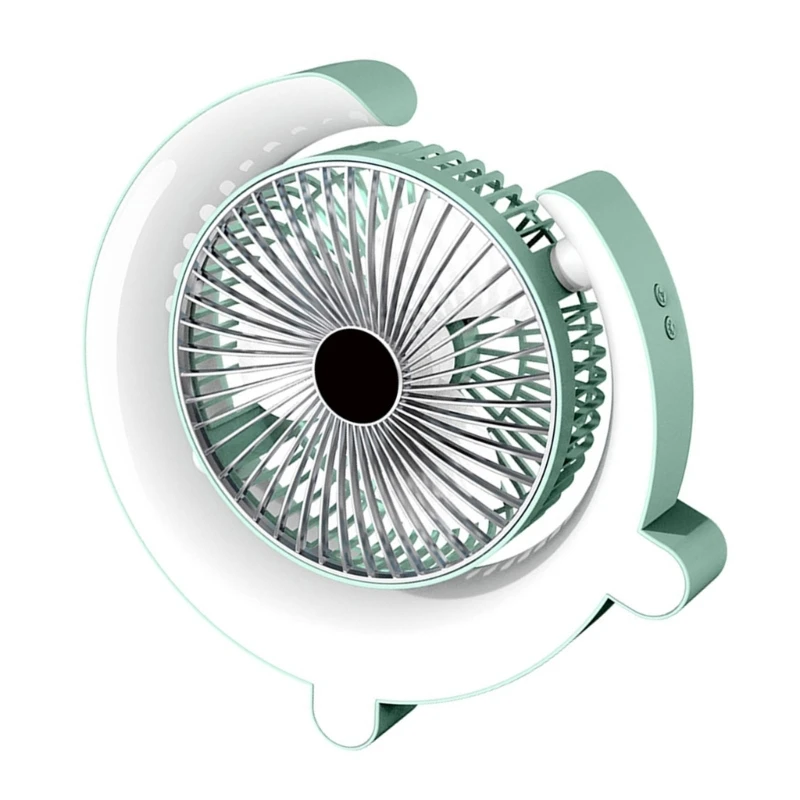 Household Desk Fan Electric Usb Fan With Colorful Light Rechargable Fan 1200mah Quiet Fan Air Cooling Fan Small Desk Fan