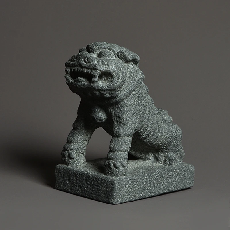 Lion Guardian Statue Decorative Mascot Antique Tre...