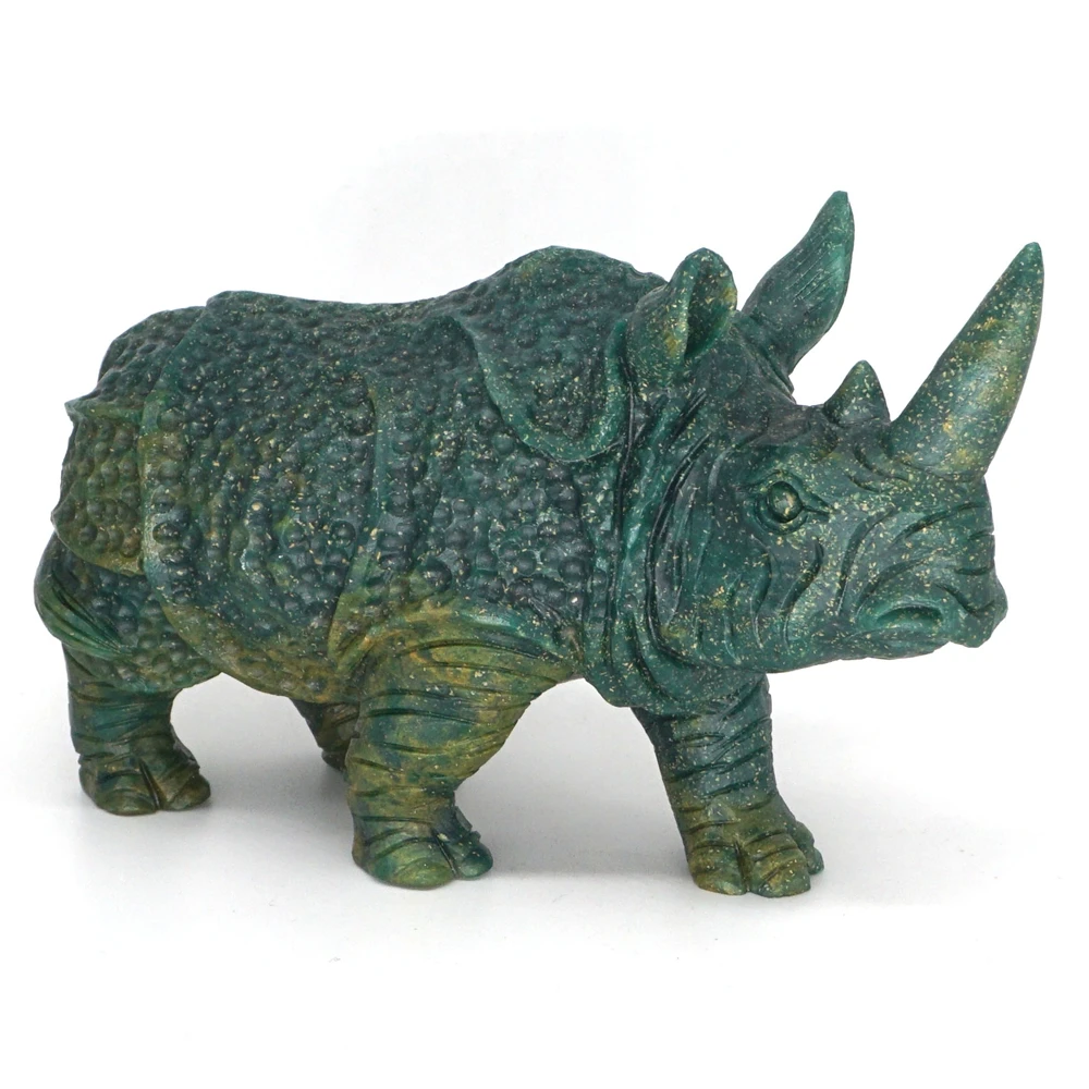 Rhinocero Statue Natural Gems Africa Green ...