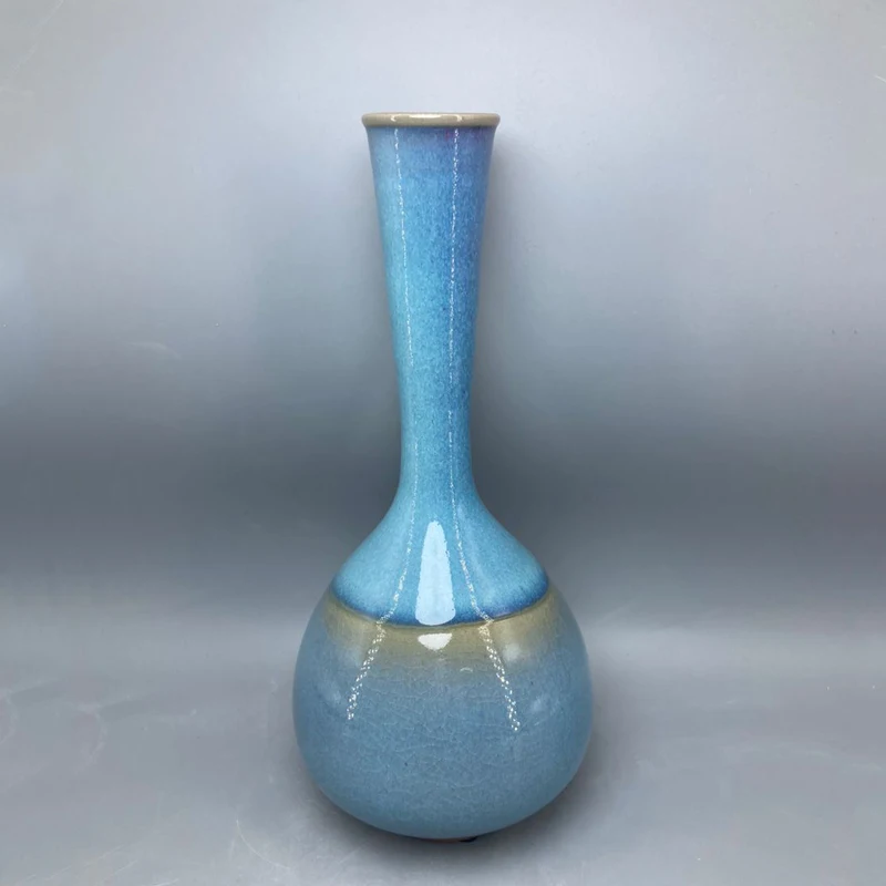 Sky Blue Long Neck Craft Ice Cracked Mineral Glaze...