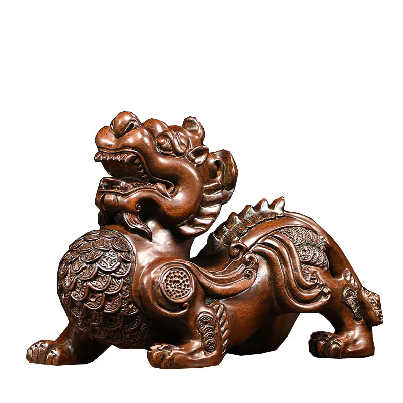 Solid Wood Ebony Carved Pixiu Crafts Handcrafted S...