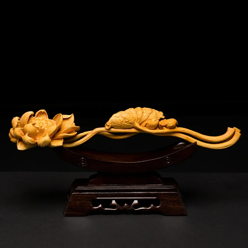 Feng Shui Lucky Carving Crafts - Solid Wood Ruyi F...