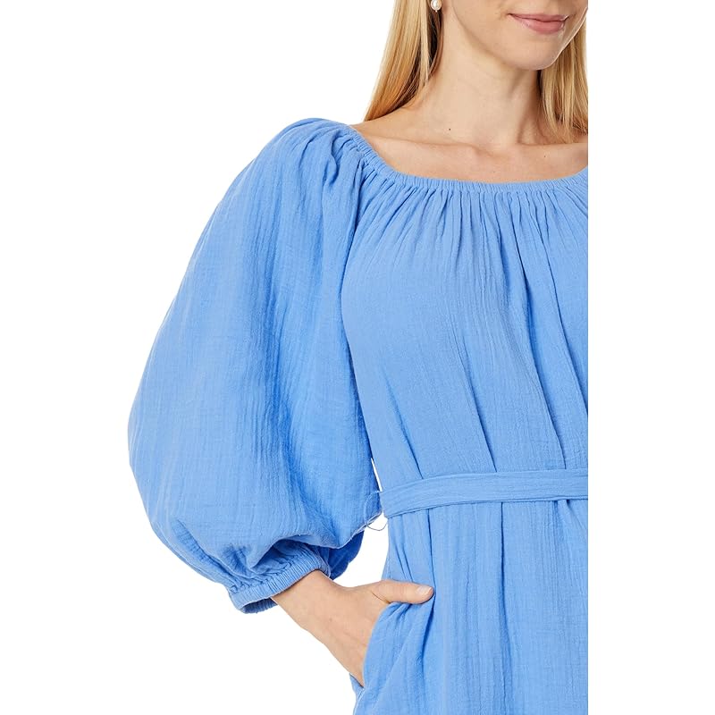 One-Shoulder Long-Sleeved Waist-Length Ruffled Dre...