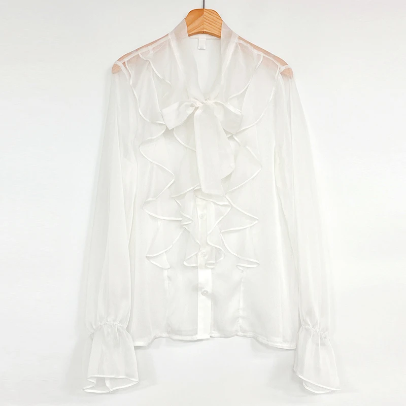 Ladies Ruffled Chiffon Shirt Long Sleeves New Arrival