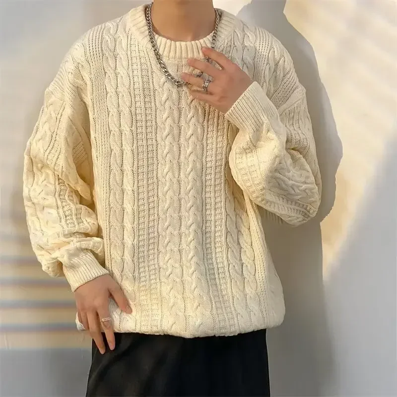 Wool Knitted Sweater Men's Round ...