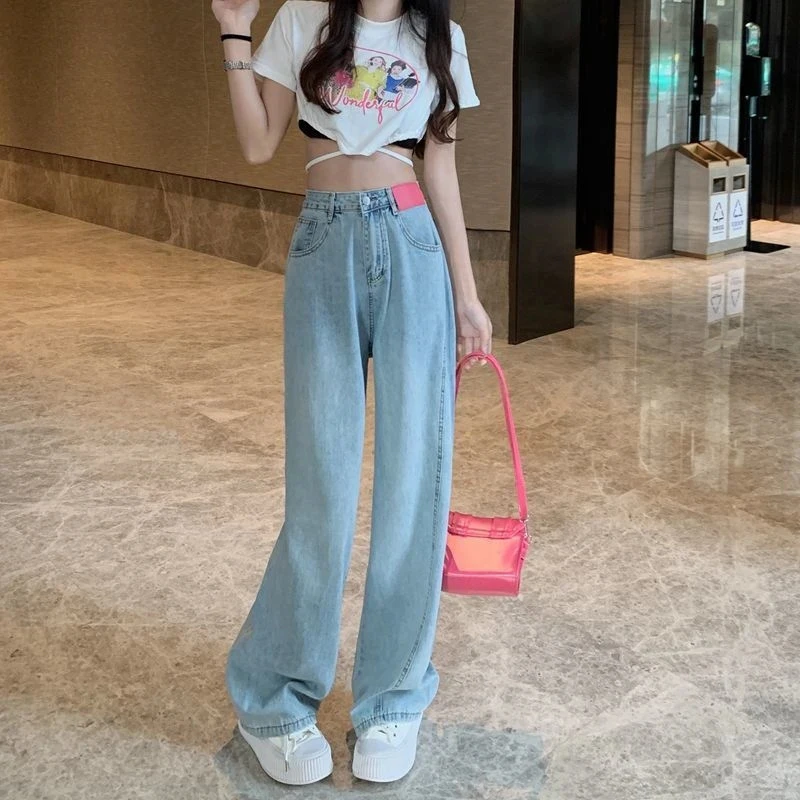 Street Jeans High Waist Wide Pants Jeans Korea Har...