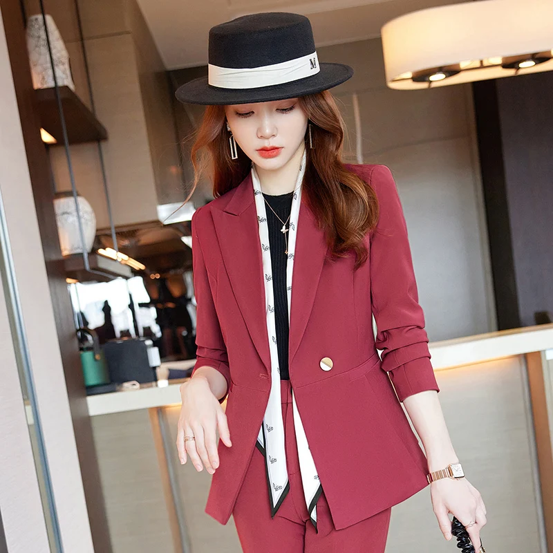 Women's Business Suit With Pants And Jacket Ol Style Formal Professional Suit Jacket Trousers Suit