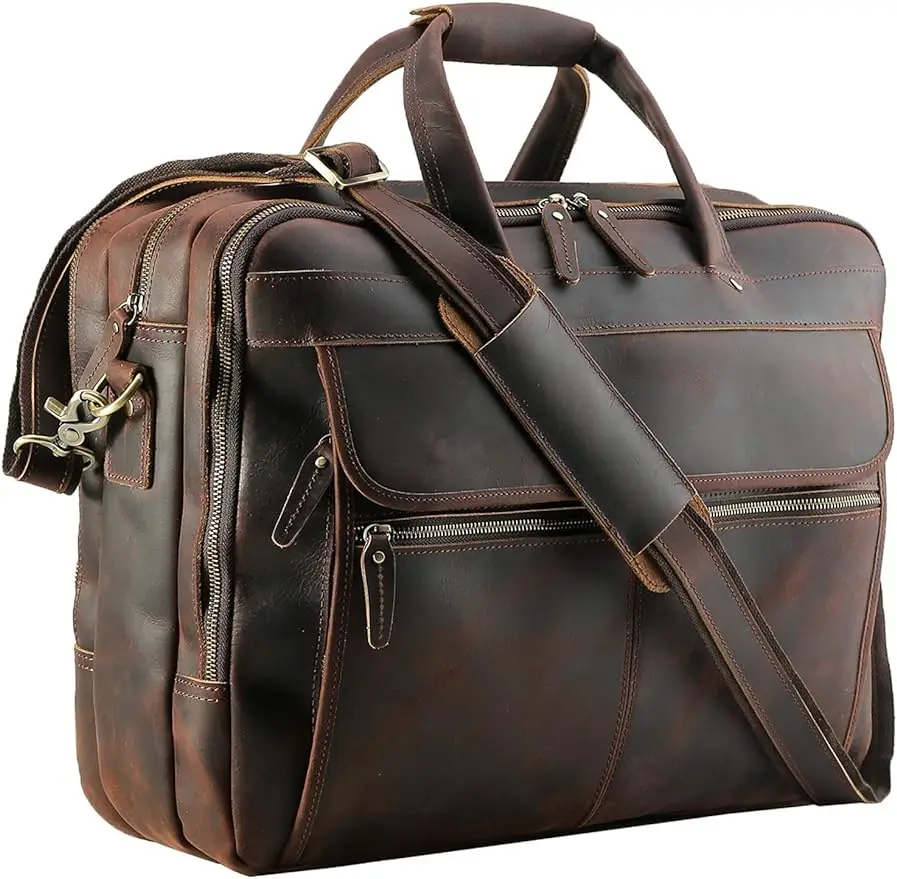 Men's Briefcase Genuine Leather Messenger Bag Lapt...