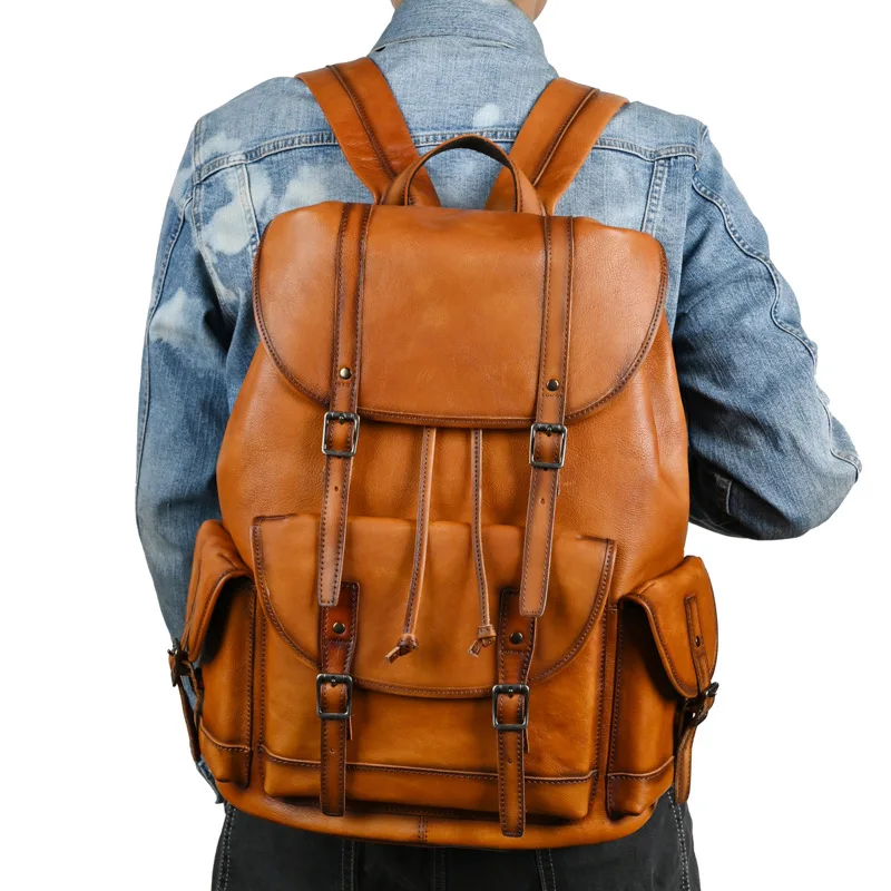 Handmade Top Layer Cowhide Backpack For Men Large ...