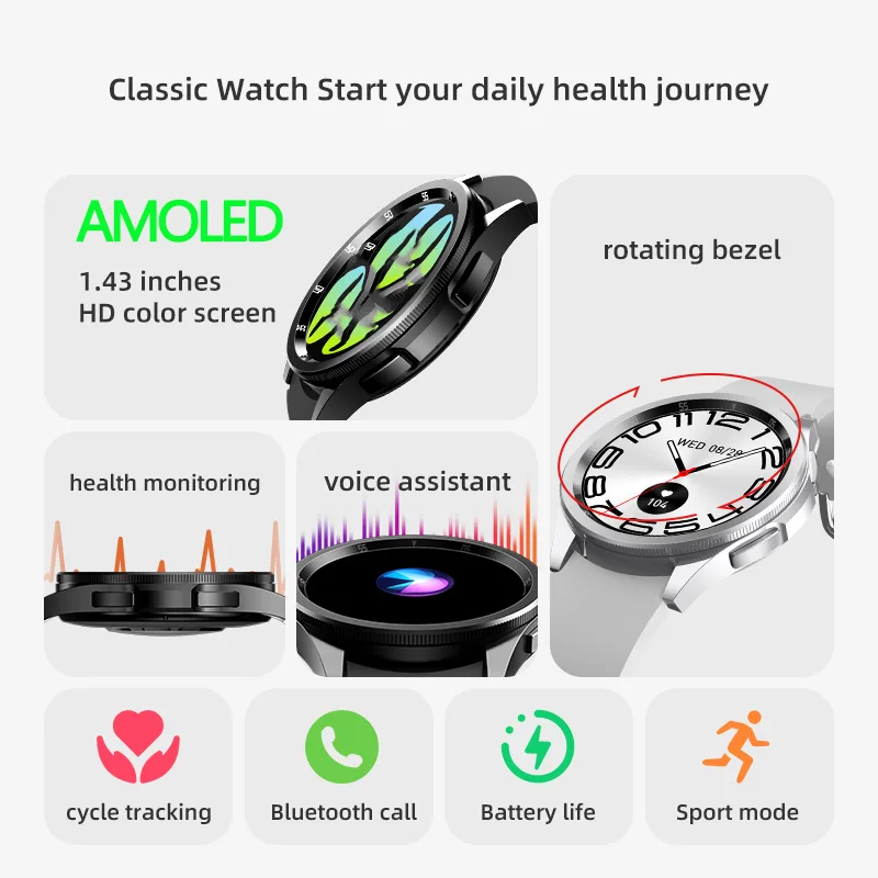 Rotating Bezel Dual Buttons Smartwatch for Men and Women Bluetooth Wireless Charging Sports Smartwatch