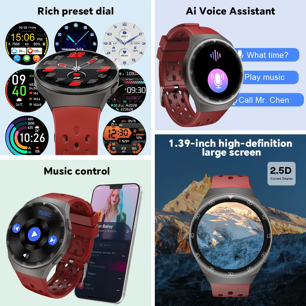 Men's Fashion Waterproof Sports Smartwatch - Fitness Tracker with Bluetooth Call, Health Monitor