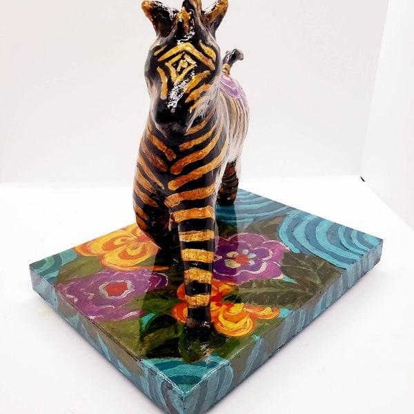 Zula The Zebra - Paper Mache Clay Sculpture