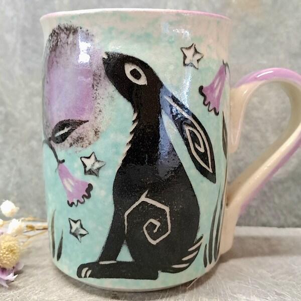 Hand-Painted Moon Viewing Hare Cup Handmade Exquisite Art Craft Pottery Cup