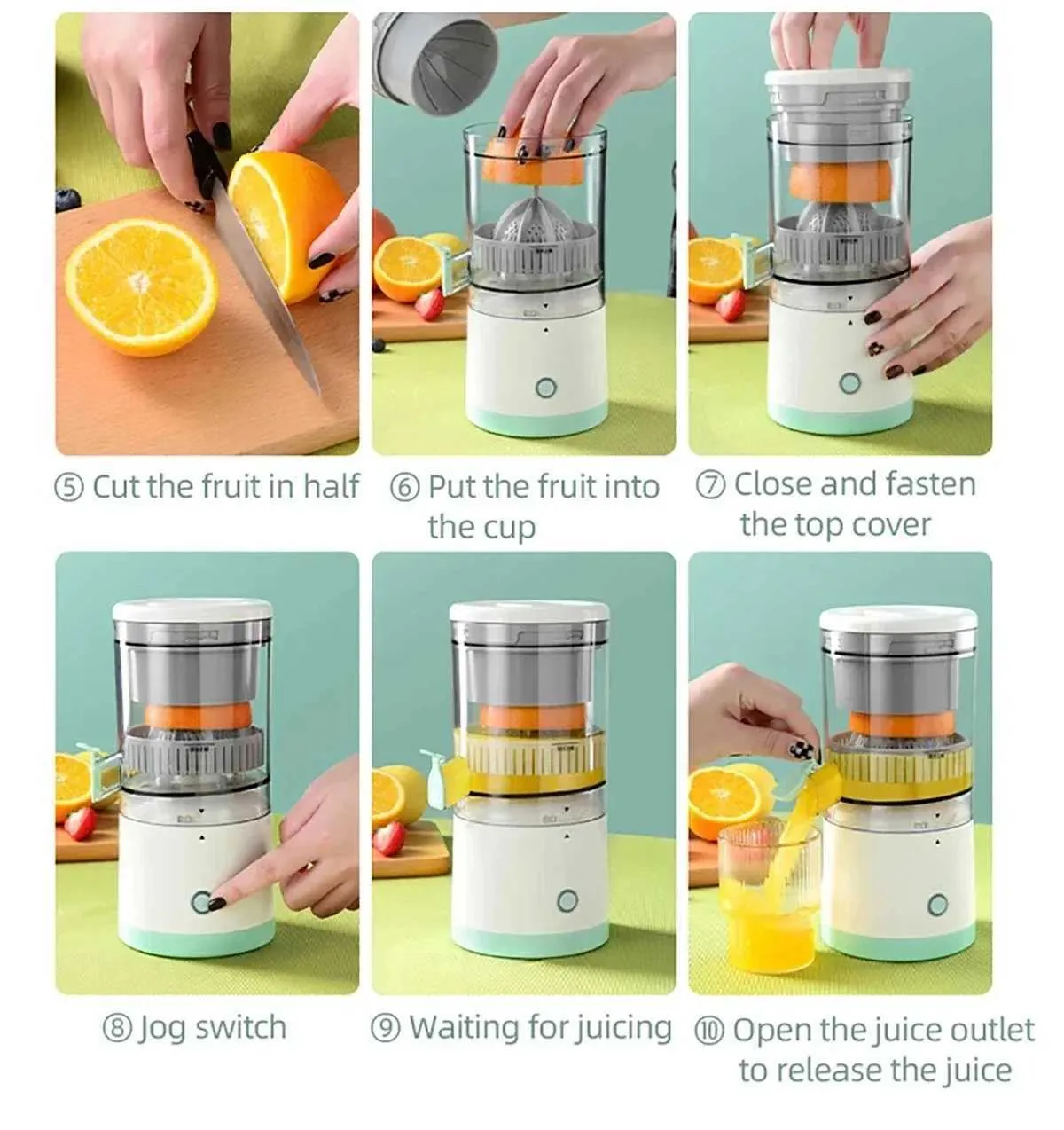 Juicers Portable Usb Automatic Juicer Small Multifunctional Juice Residue Separation And Charging Bidirectional Spiral Juicer Cup