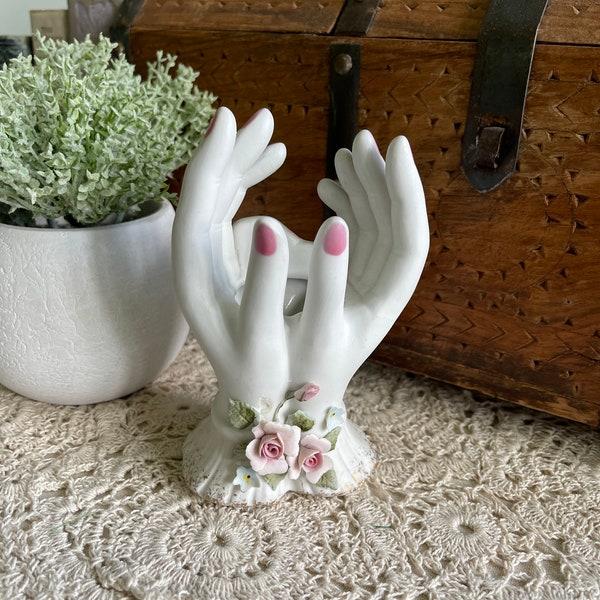 Vintage Vase, Small Vintage Porcelain Ladies Hands Vase, Porcelain Hand Vase, Unique Vase, Ladies Hands Flower Vase, Hands