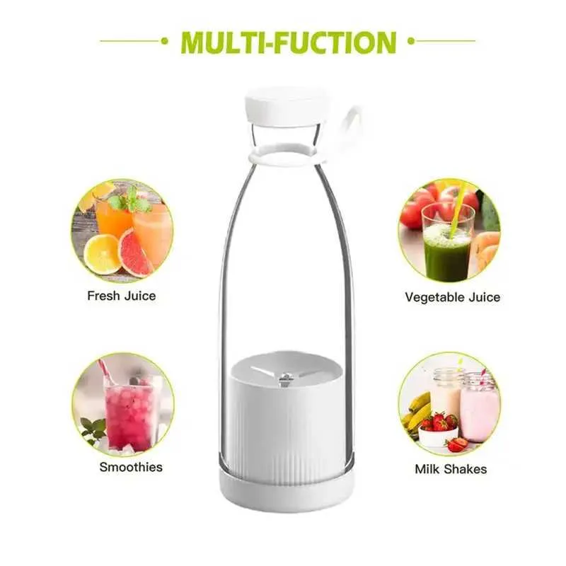 Juicers 380ml Personal Fresh Fruit Blenders Cup Rechargeable Mini Juice Bottles Usb Juicers Smoothie Portable Blender