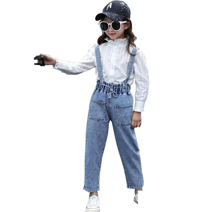 Overalls Big Girls Denim Autumn Jeans For Clothing Pants Casual Teenage Children Wear Rompers Jumpsuits