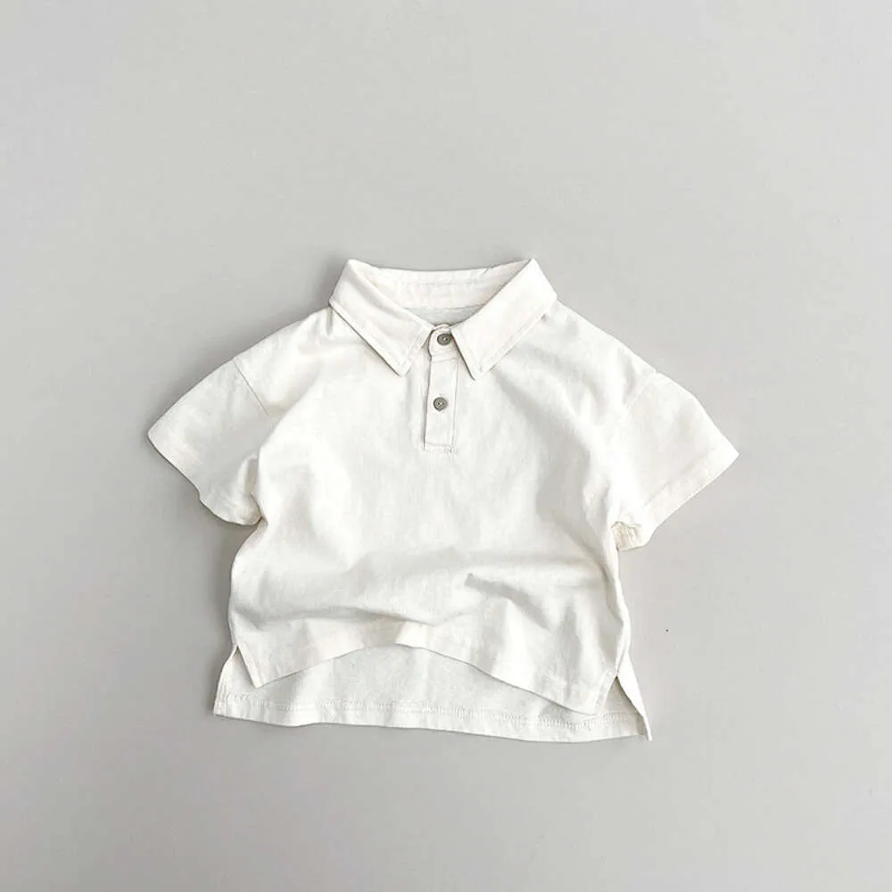 Cotton Button Solid Color Summer New Children's Casual Boys Short Sleeve Tops Korean Style Toddler Clothing Children's Clothing 1-8 Years Old