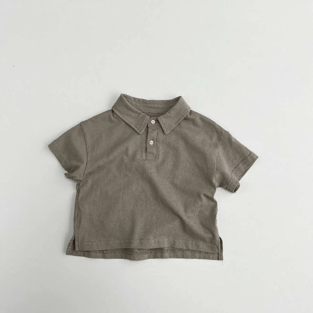 Cotton Button Solid Color Summer New Children's Casual Boys Short Sleeve Tops Korean Style Toddler Clothing Children's Clothing 1-8 Years Old