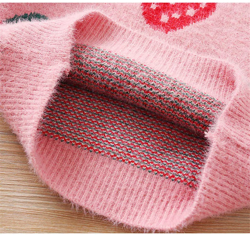 Girls strawberry sweater Korean mink velvet girl pullovers tops clothes Children Spring Autumn Winter Wear