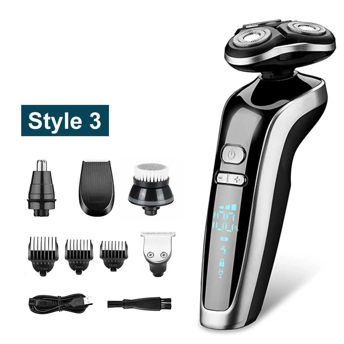 Electric Shaver 5 In 1 Usb Rechargeable Mens Beard Trimmer Waterproof 4d Head Dry Wet Digital Display Shaver Razor Washable Shaving Machine