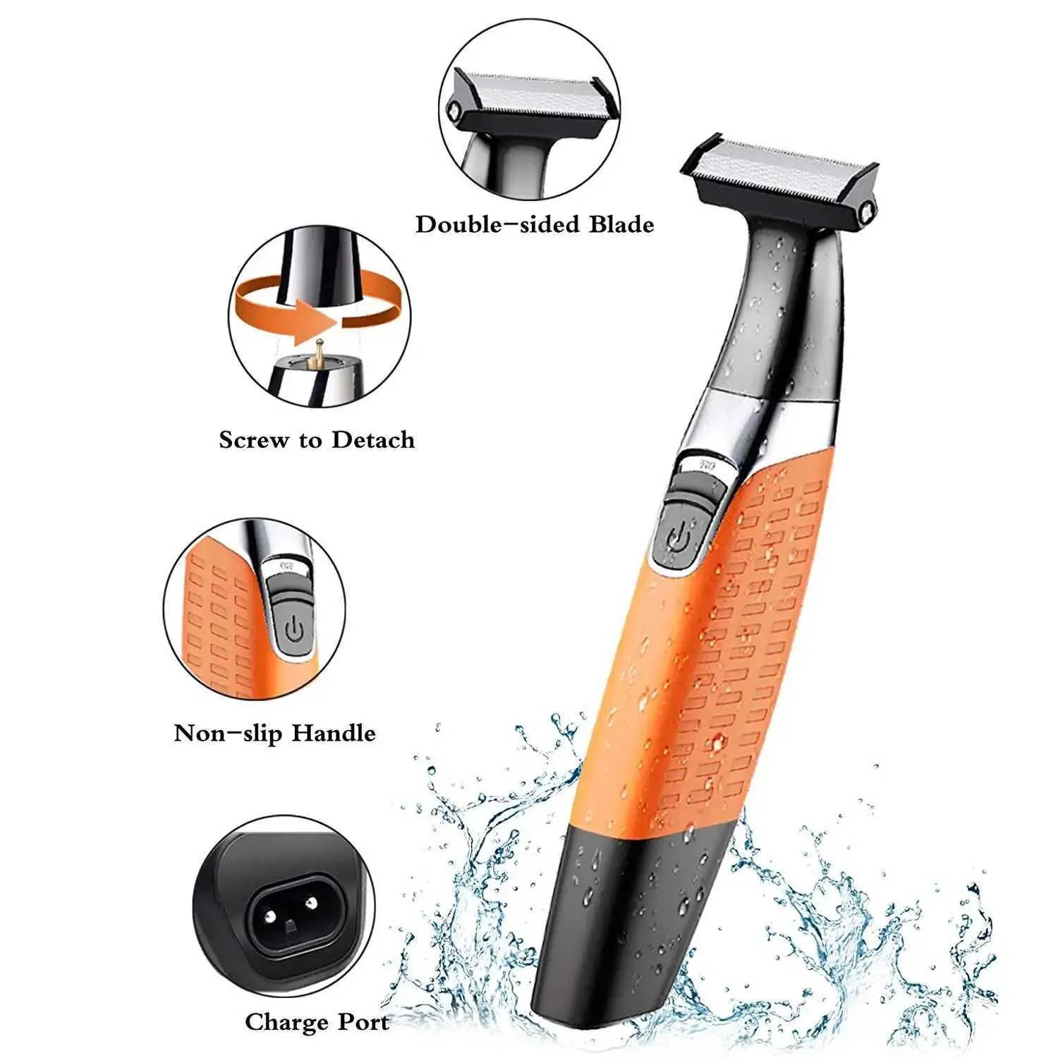 Electric Shaver Professional Beard Trimmer Reciprocating Rubber Non-slip Body Waterproof Rechargeable Shaver