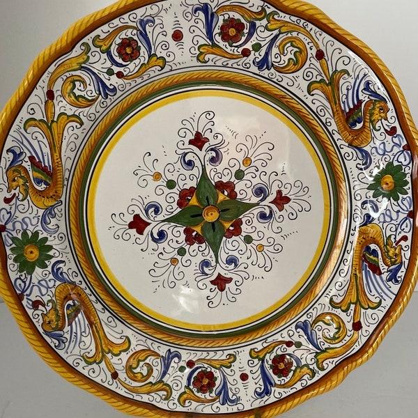 Rare Vintage Pottery Round Platter Handpainted