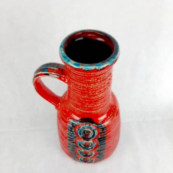 Big Ceramic Fat Lava Handled Vase, Black+Red Cup, Ceramic Vase