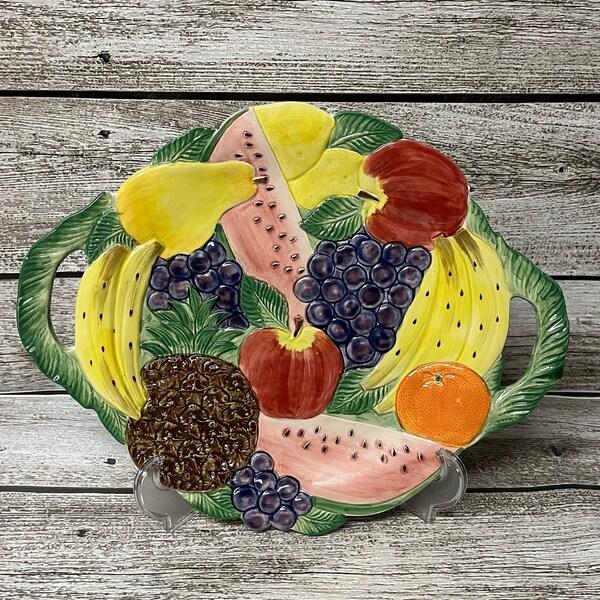 Fun Fruit Pattern Ceramic Dinner Plate Set for Everyday Use