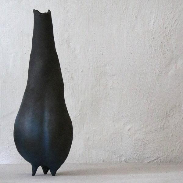 Ceramic Vase On Feet Black Blue Organic Home Decoration Modern Art Vase Art Ceramic