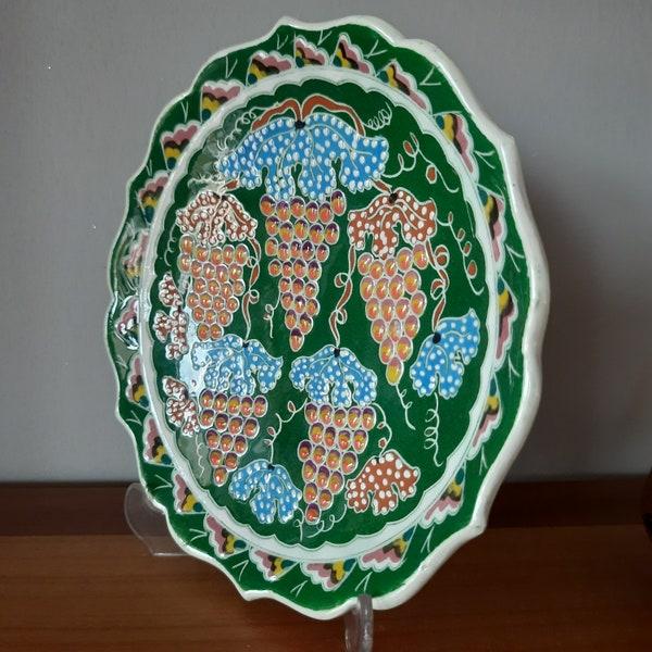 Handmade Ceramic Plate, Hand-Painted Grape Ceramic...