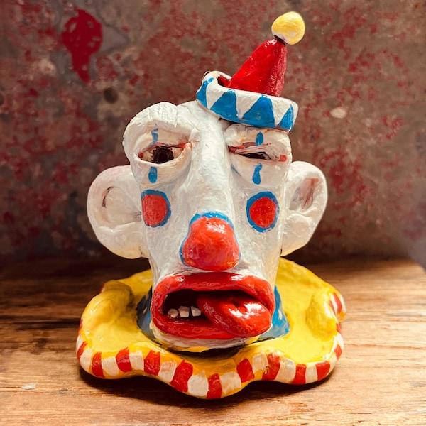 Vintage Clown Funny Handmade Ceramic Sculpture