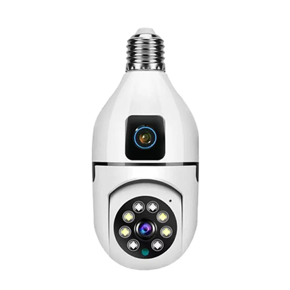 Dual Lens Bulb Camera WiFi Surveillance Night Vision 360 IP Cameras Human Tracking Indoor CCTV Security Monitor HD 1080P