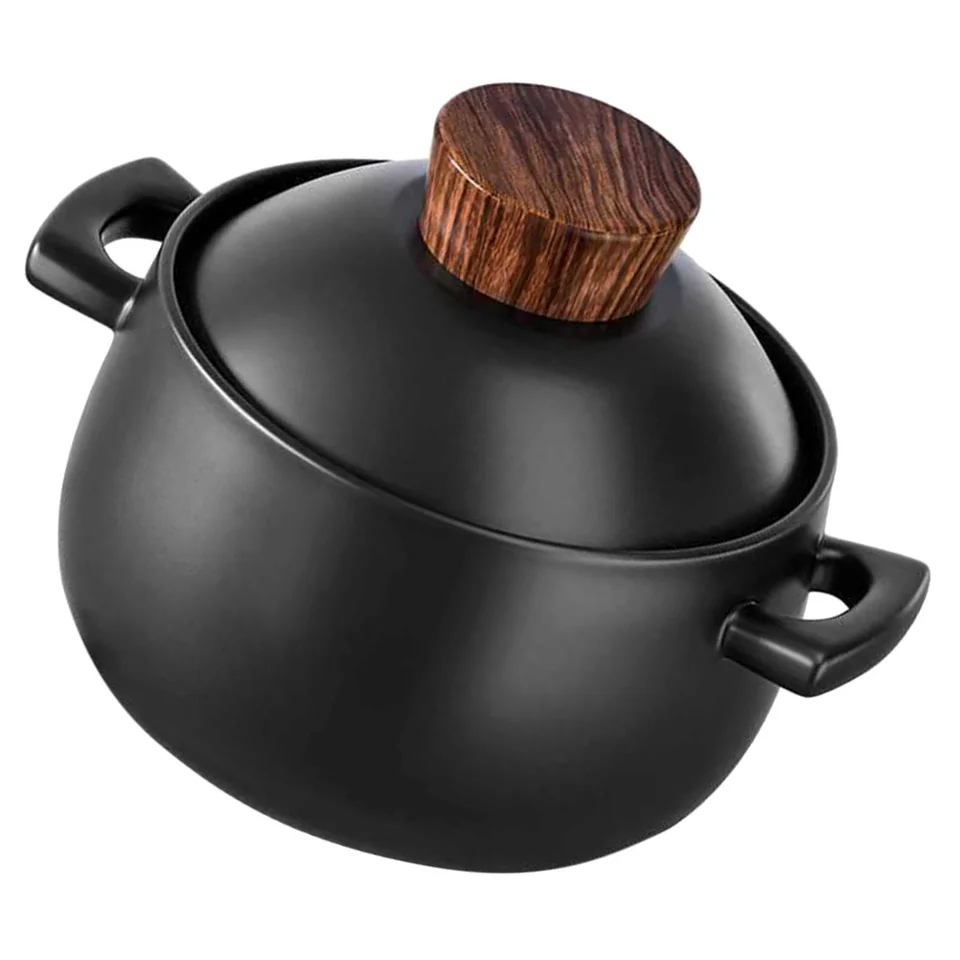 Ceramic Cooking Pot Casserole Non-Stick Cooking Black Casserole With Lid