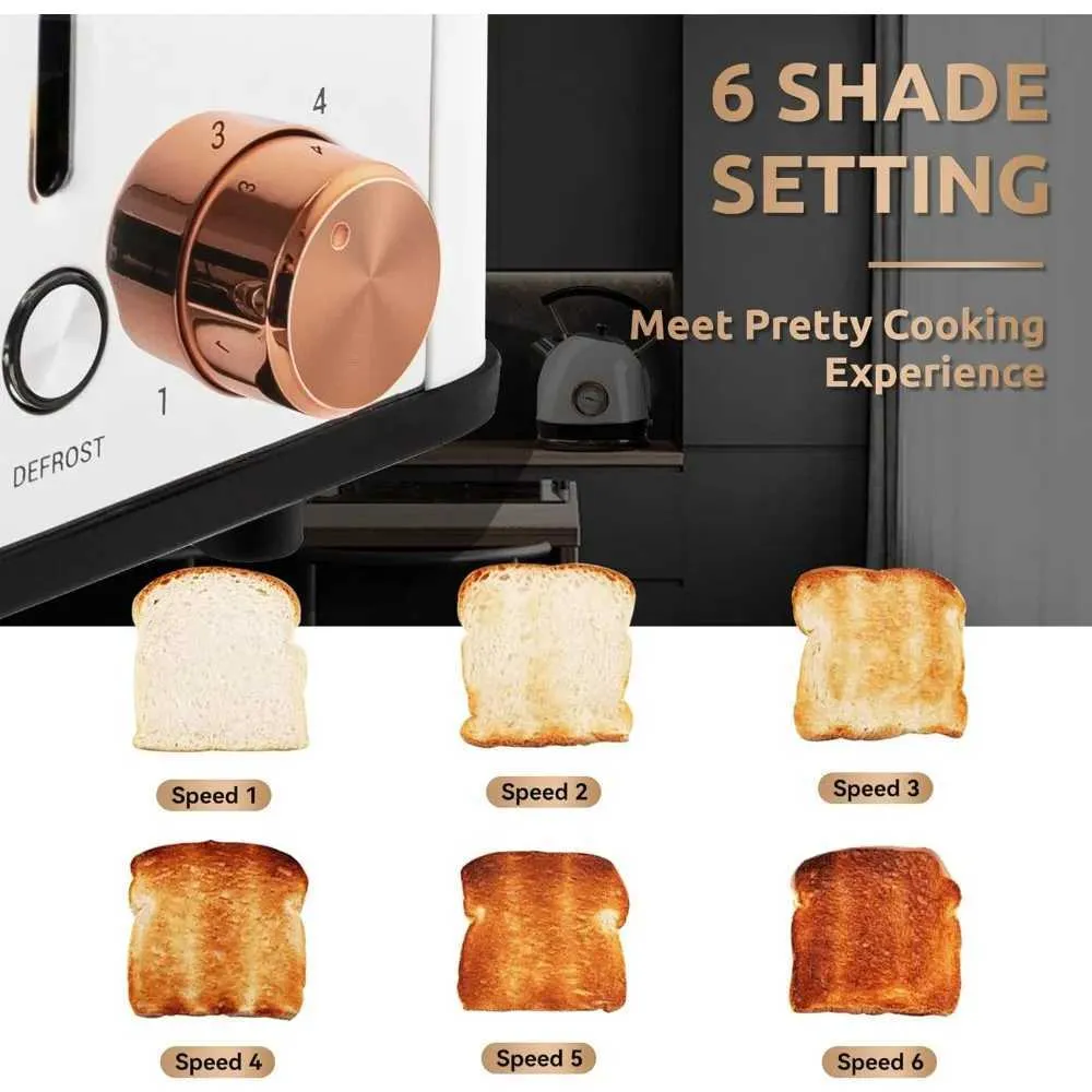 Bread r Toaster 4 Slices Wide Slots 2 Long Slots Toaster For Bagels Waffles And Toast 6 Levels Of Toasting