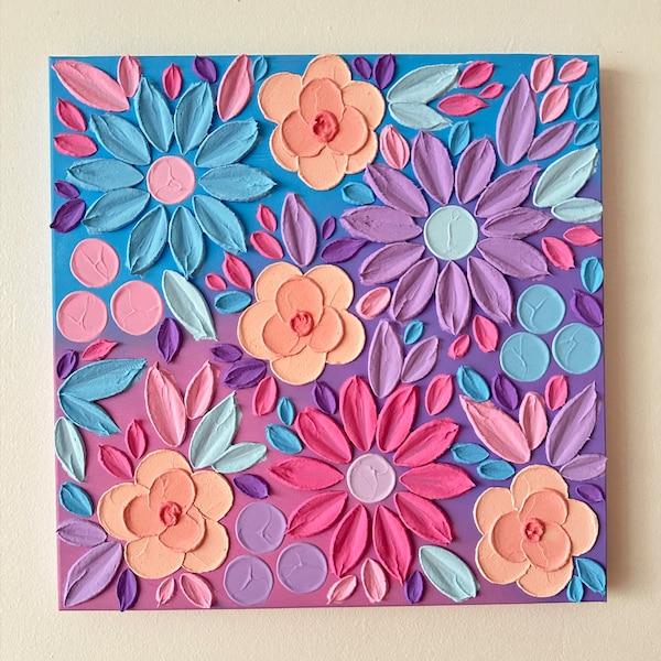 Texture Floral Painting | Texture Flower Painting | Floral Painting | 3d Floral Art | Abstract Flower Painting | Texure Floral Wall Art