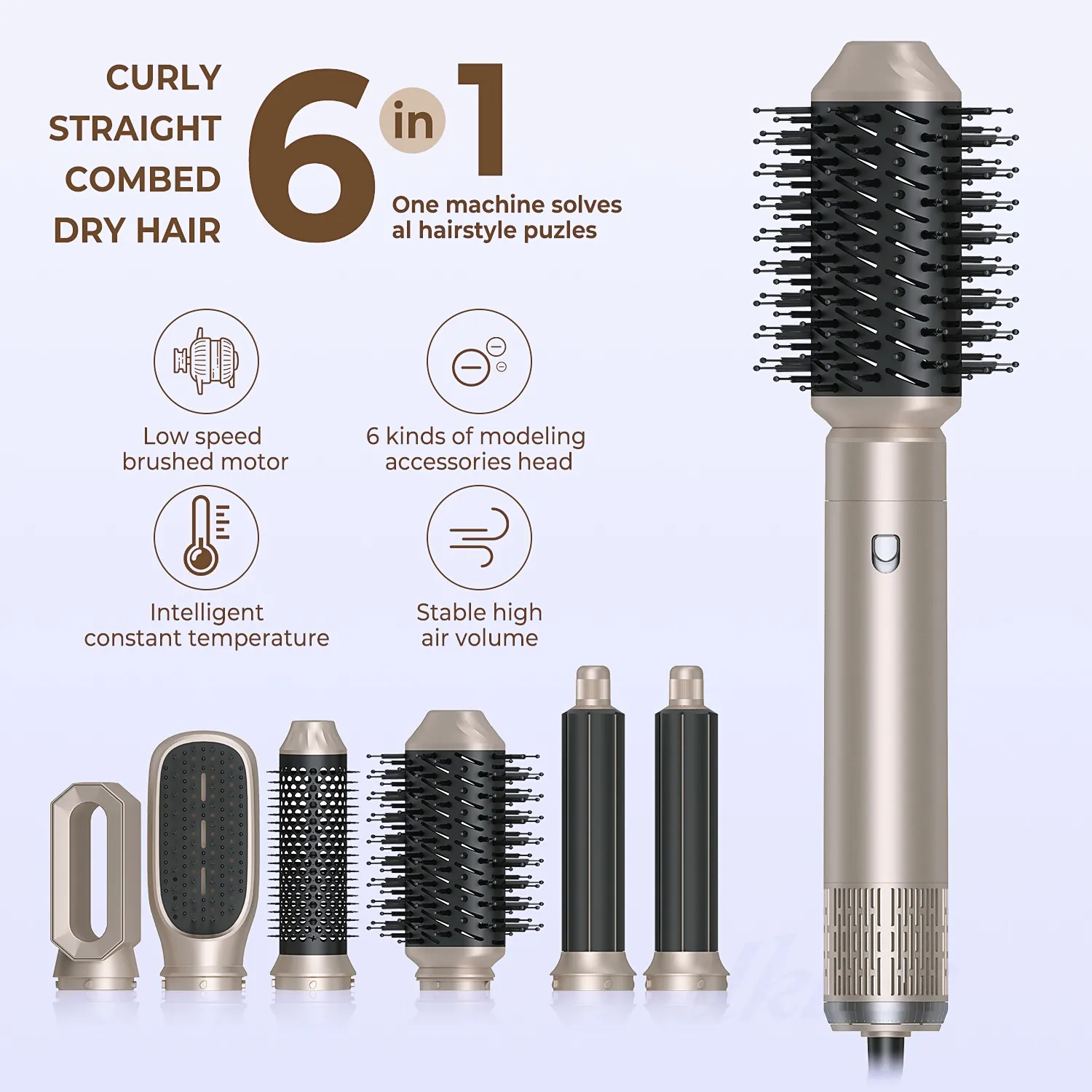 Multi-Functional Automatic Suction Heating Air Comb & Five-in-One Curling Iron/Hair Straightener for Home Hair Styling