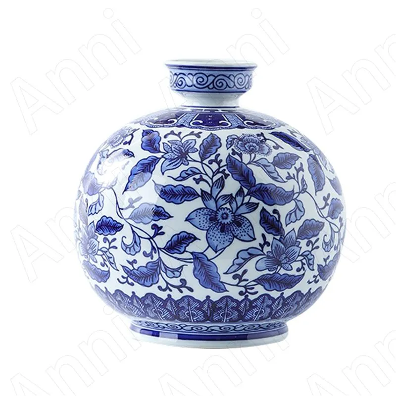 Vase Round Large Blue And White Porcelain Vase Chi...