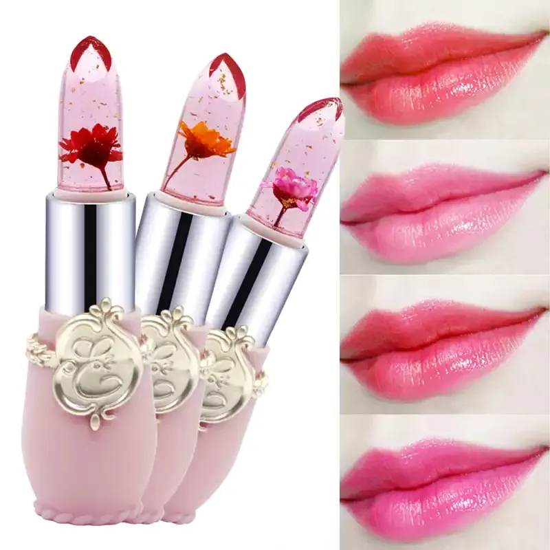 Beauty Lipstick Moisturizing Long Lasting Flower Crystal Jelly Lipstick Magic Temperature Color Changing Lip Balm