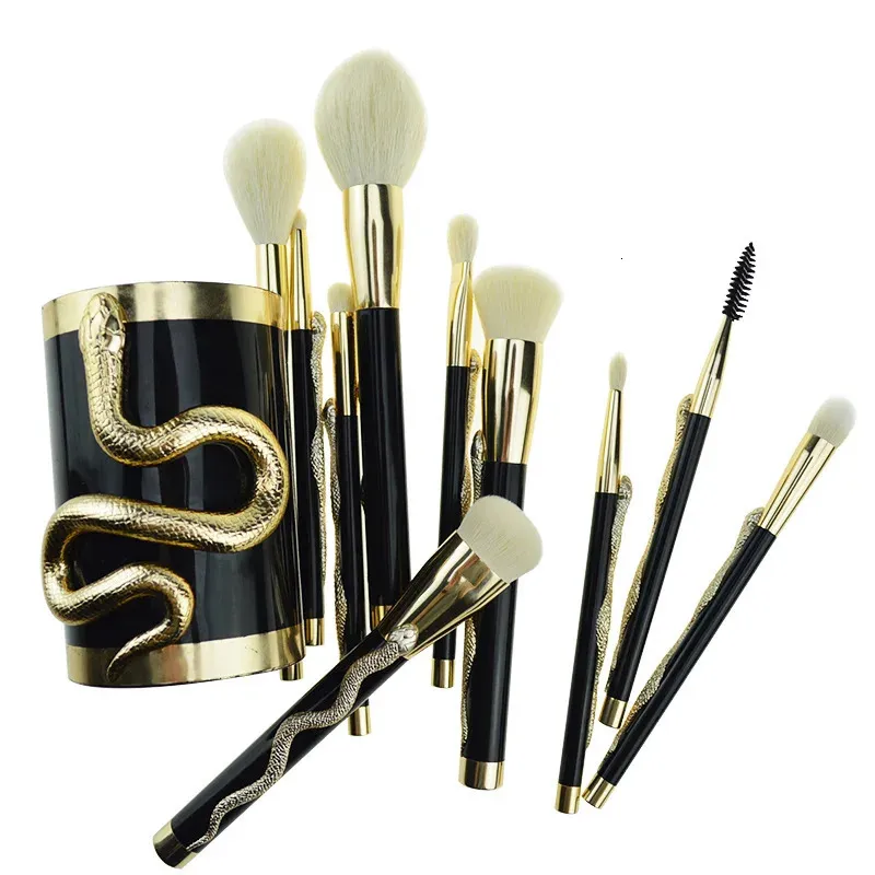 Snake Makeup Brushes Set Concealer Contour Eye Shadow Cosmetics Brushes Blushing powder Blending Brush Kit 10pcs