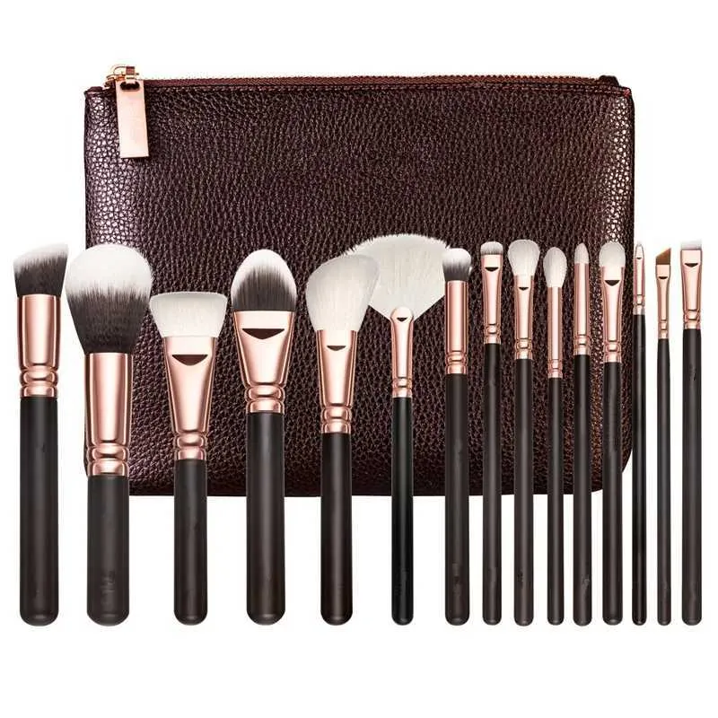 Makeup Brushes Set 15Pcs Best Quality Professional Makeup Set Eyeshadow Eyeliner Blending Pencil Cosmetics Tools With Pu Bag