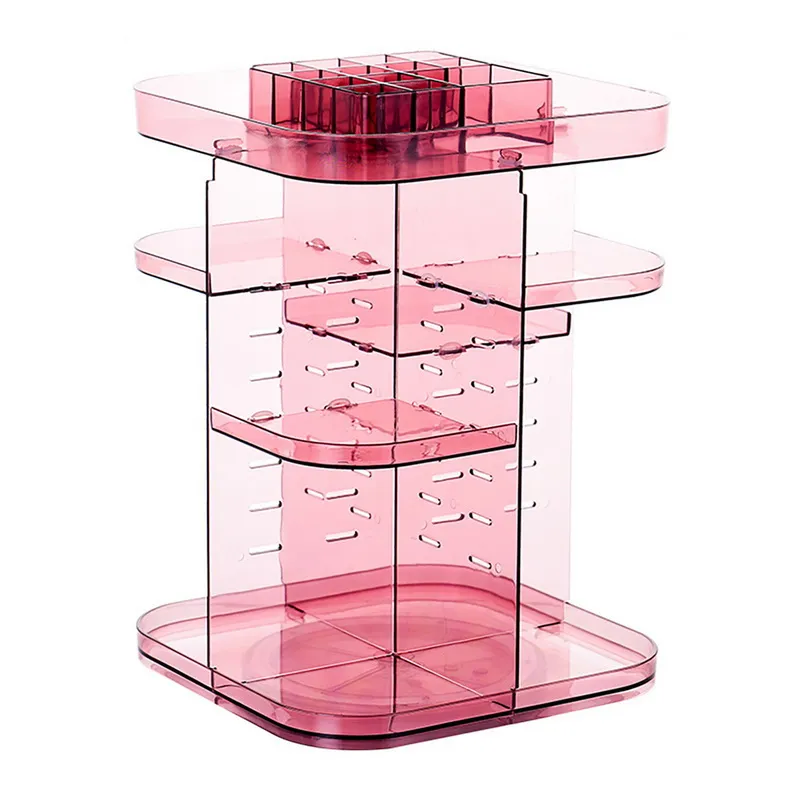 Removable Cosmetic Storage Box Large Desktop 360 Degree Rotation Professional Cosmetic Storage Box Acrylic